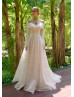 Off Shoulder Ivory Glitter Tulle Sexy Wedding Dress